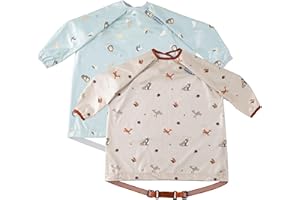 BIBaDO - Long Sleeve Baby Bibs - Babies & Toddlers 6-36 Months - Coverall Baby Led Weaning Bib - Easy Wipe, Soft & Waterproof