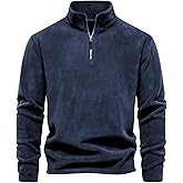Eisctnd Men's Quarter Zip Fleece Pullover, Stand Collar Thermal Long Sleeve Sweatshirt for Outdoor Casual Hiking