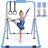 Sportsroyals Gymnastics Bar for Kids,Adjustable Height Gymnastic Horizontal Bars,Folding Gymnastic Junior Training Kip Bar for Home, Pink