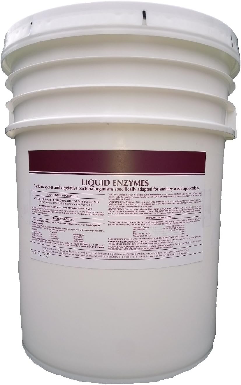 5 Gallon Pail Septic Tank Treatment Liquid Enzymes Grease Trap Cleaner Industrial Strength