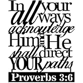 Oubasa Proverbs 3:6 Metal Wall Decor - Scripture Motivational Christian Inspirational Decor Black Wall Art Home Decor for Living Room, Bedroom, Study, Dining Room