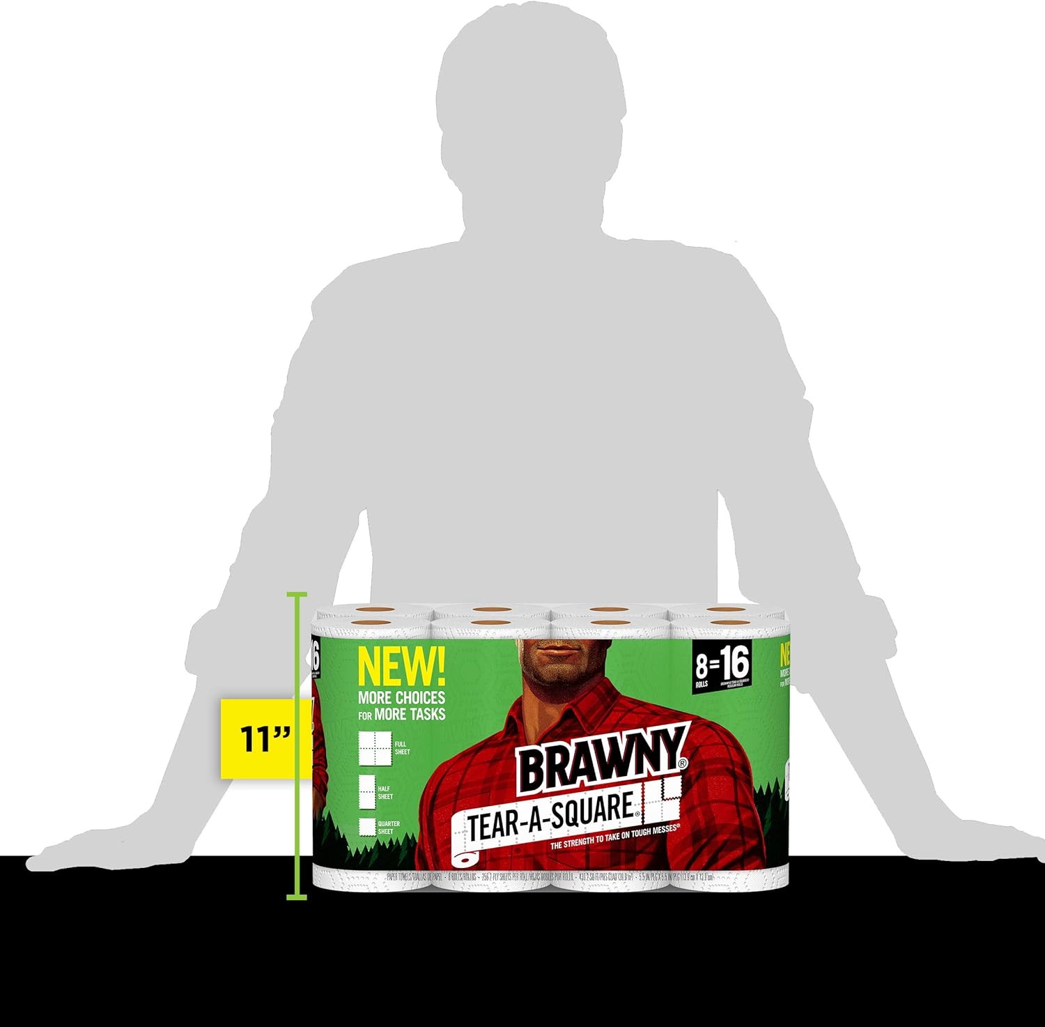 Brawny Tear-A-Square Paper Towels, Quarter Size Sheets, 16 Count of 128 Sheets Per Roll: Health & Personal Care