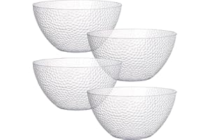 Suwimut 4 Pack Clear Plastic Serving Bowls for Parties, 135 OZ Large Round Plastic Snack or Salad Bowl, Clear Chip Bowls Plas