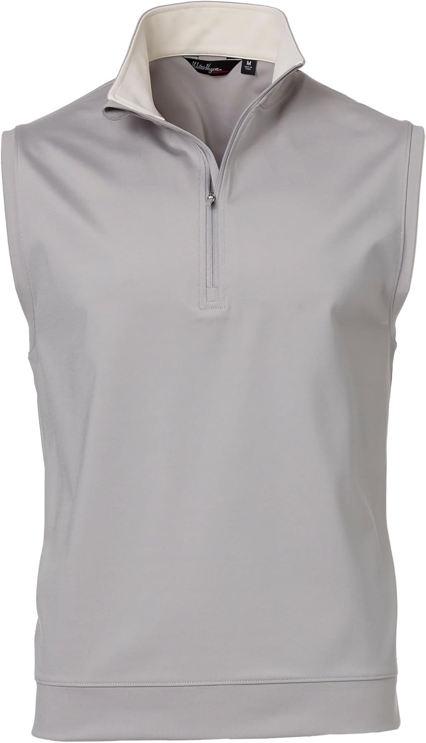 Walter Hagen Men's Essentials QuarterZip Golf Vest, (Grey