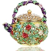 YU FENG 4.7inch Mini Teapot Trinket Box Hinged For Girls Ring Holder Handmade Ring Holder Dish Decorated (teapot) Christmas Gift