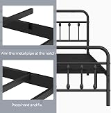 Yaheetech 5ft King Bed Frame Vintage Iron Platform Bed with High Headboard and view 6
