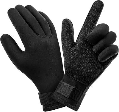 AUAUY 3mm Neoprene Wetsuit Gloves Anti-Slip Diving Glove with Adjustable Wrist