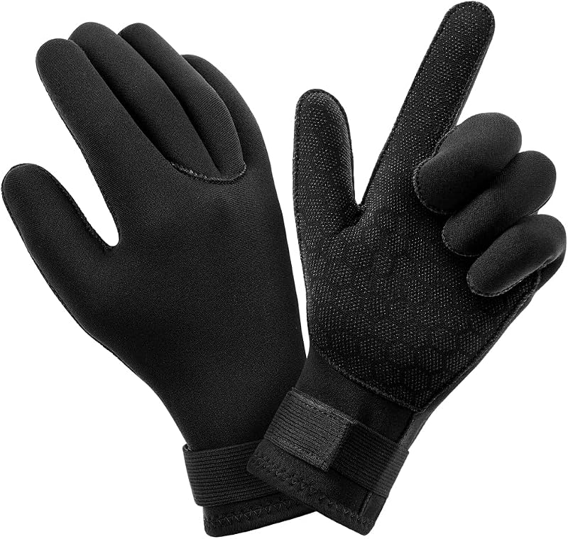 AUAUY 3mm Neoprene Wetsuit Gloves Anti-Slip Diving Glove with Adjustable Wrist