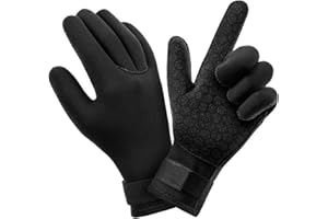 AUAUY Diving Gloves, 3mm Neoprene Five Finger Warm Wetsuit Gloves, Flexible Anti Slip Surfing Glove with Adjustable Wrist Strap for Scuba Diving Snorkeling Surfing Paddling Kayaking Swimming