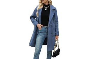 Bankeng Women Winter Wool Blend Camel Mid-Long Coat Notch Double-Breasted Lapel Jacket Outwear