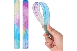 Grevosea 2 Pieces Flexible Ruler, 30cm/12inch Plastic Ruler Shatterproof Straight Edge Ruler Soft Bendable Ruler for School Classroom Office Kids & Adults