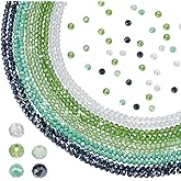 PH PandaHall 630PCS Green Faceted Glass Beads, 4mm Rondelle Crystal Glass Beads 5 Colors Green Loose Beads Spacers for Jewelry Making Bracelet Earring Necklace Wind Chimes Suncatchers DIY Craft Making