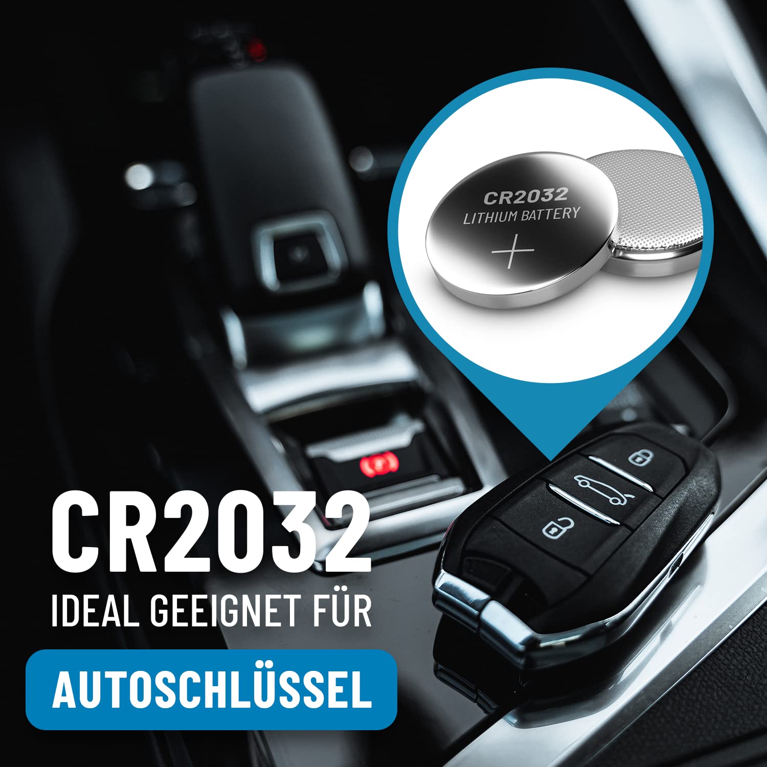 ABSINA Knopfzellen CR2032 3V Lithium - auslaufsicher & langlebig 2