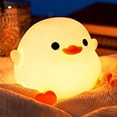 Amaredom DoDo Duck Night Light, Cute Duck Lamp, Silicone Dimmable Nursery Nightlight, Rechargeable LED Bedside Lamp with 20 Minutes Timer & Tap Control Baby Girls Women Bedrooms, Living Room