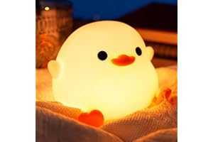 Amaredom DoDo Duck Night Light, Cute Duck Lamp, Silicone Dimmable Nursery Nightlight, Rechargeable LED Bedside Lamp with 20 M