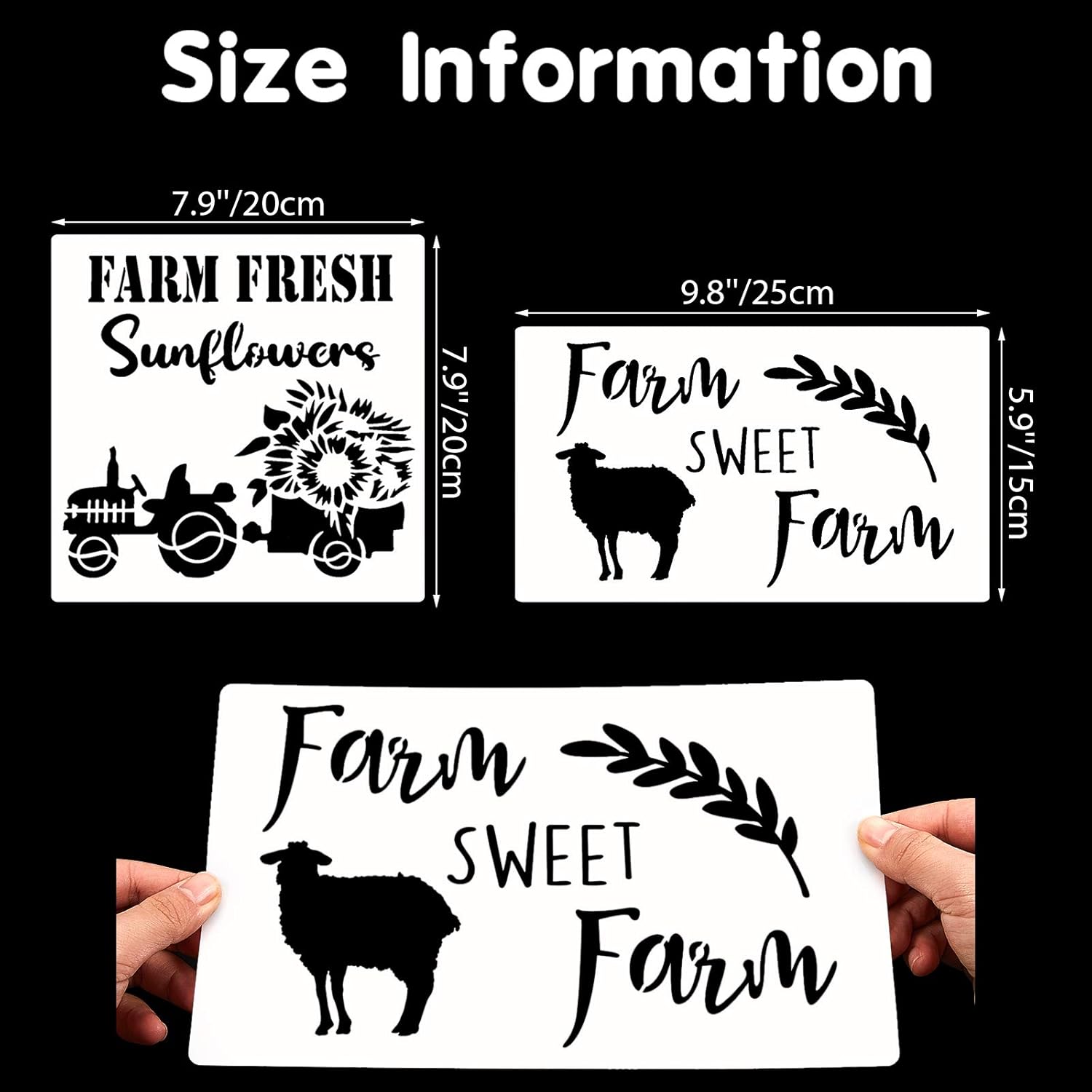 10 Pieces Farmhouse Stencils Farm Reusable Stencils Farm Theme Painting Stencils for Scrapbooking Drawing Tracing DIY Furniture Wall Floor Fabric Decors, 2 Sizes and 10 Patterns : Kitchen & Dining