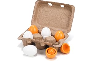 HANSGO 6PCS Play Food Sets for Kids Kitchen,Play Kitchen Accessories Wooden Egg Toy Food Grocery Store Pretend for Toddler Cooking DIY