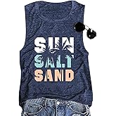 Beach Tank Tops Women Summer Sleeveless Ocean Shirt Sunshine Coconut Tree Graphic Tank Hawaiian Vacation Tees