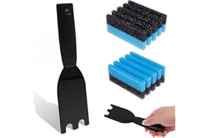 CQDAXUMY 2 Pack 12207 Cleaning Sponge and 1 Pack Grill Scraper, Kitchen Sponges and Scraper Kit with Grooves, Grill Cleaner C