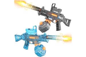 TOUPUS 2 Pack Electric Water Guns for Adults & Kids, Automatic Squirt Guns with 32Ft Long Range, 300 Water Shots, LED Light, Summer Outdoor Swimming Pool Water Toys, Gray and Blue
