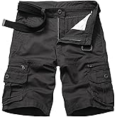 CARPANT Men's Cotton Cargo Shorts Relaxed Fit Outdoor Casual Work Shorts with Zipper Pockets No Belt