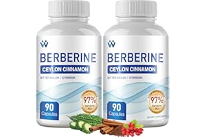 WACHRAY Berberine Supplement 1500mg - Berberine with Ceylon Cinnamon, Berberine HCl 97% Purity Complex Supplements, Non-GMO Vegan - 180 Capsules