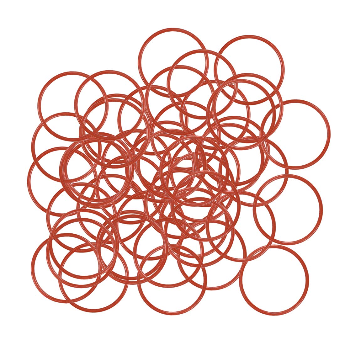sourcing map Silicone O-Ring, 26mm OD, 23mm ID, 1.5mm Width, VMQ Seal Rings Gasket, Red, Pack of 50 — image 1