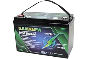 DJLBERMPW 12V 100Ah LiFePO4 Battery 12V 100Ah Lithium Battery, Built-in 100A BMS 1280Wh, 8000+ Deep Cycle Marine Battery 12V, Lithium Batteries 12V for Boat,Kayak,Trolling Motor,RV,Golf Cart,Solar