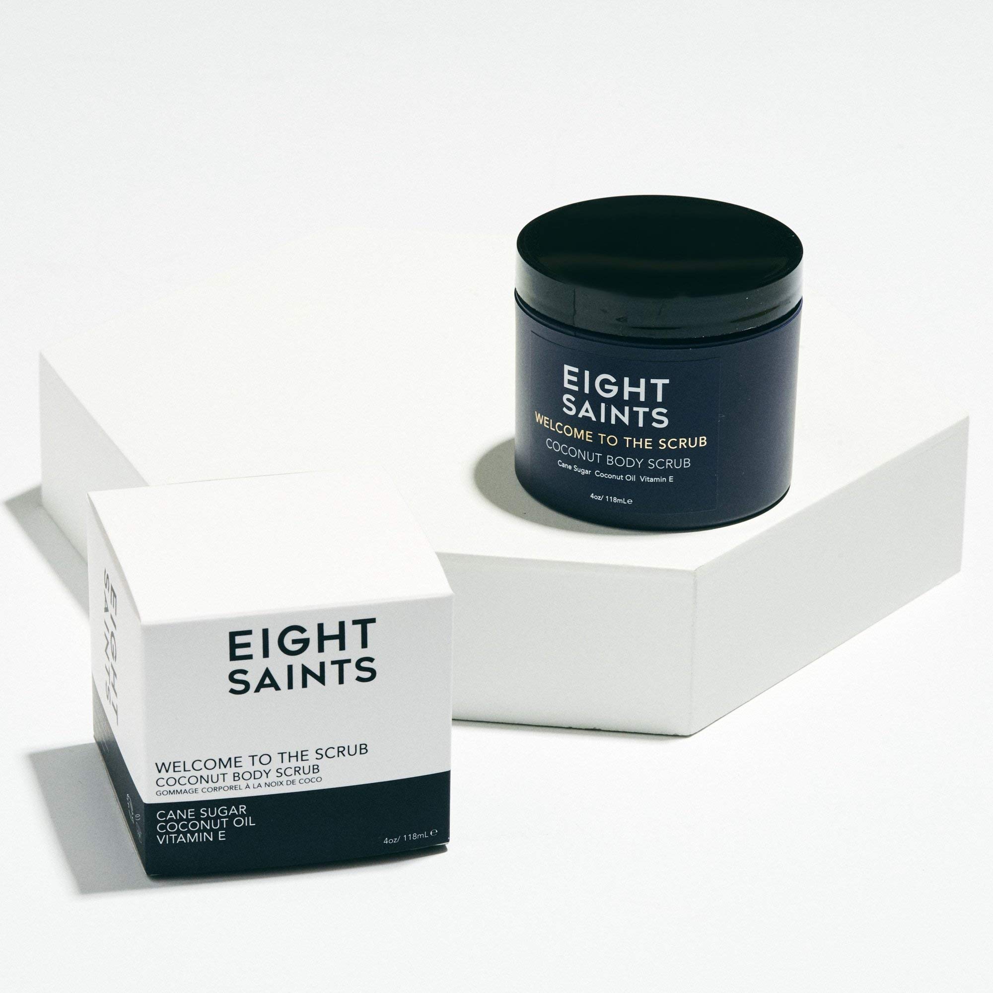 Eight Saints Welcome to the Scrub Coconut Body Scrub, Natural and Organic Exfoliating Sugar Scrub for Acne, Cellulite, Deep Cleansing, Scars, Wrinkles, Exfoliate and Moisturize Skin, 8 Ounces