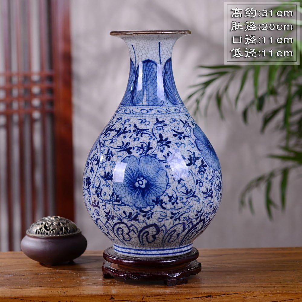 Jingdezhen Ceramic Vases In The Living Room To Swing The Paisley, Hand Painted Antique Blue Porcelain Vase Chinese Home Décor ,31Cm*20Cm