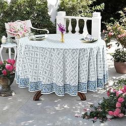 Ridhi Powder Blue 100% Cotton Round 60 Tablecloth