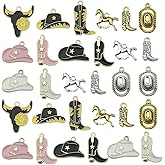 30pcs Western Cowboy Charms for Jewelry Making Alloy Boot Gun Cowboy Boot Hat Horse Cactus Charms Pendants for Necklace Earrings Bracelet Keychain Father's Day Gifts DIY Craft Findings (SN1042)
