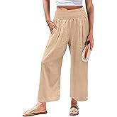 Angerella Women's Wide Leg Pants Casual High Waisted Palazzo Pants Summer Flowy Beach Lounge Trousers with Pockets