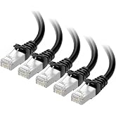 Cable Matters 10Gbps 5-Pack Snagless Shielded Cat 6A Cable, 10ft, Black | S/FTP Shielded, 26 AWG Bare Copper, 550MHz Bandwidth, Gold-Plated RJ45, Cat 6A Cable, Ethernet Cord