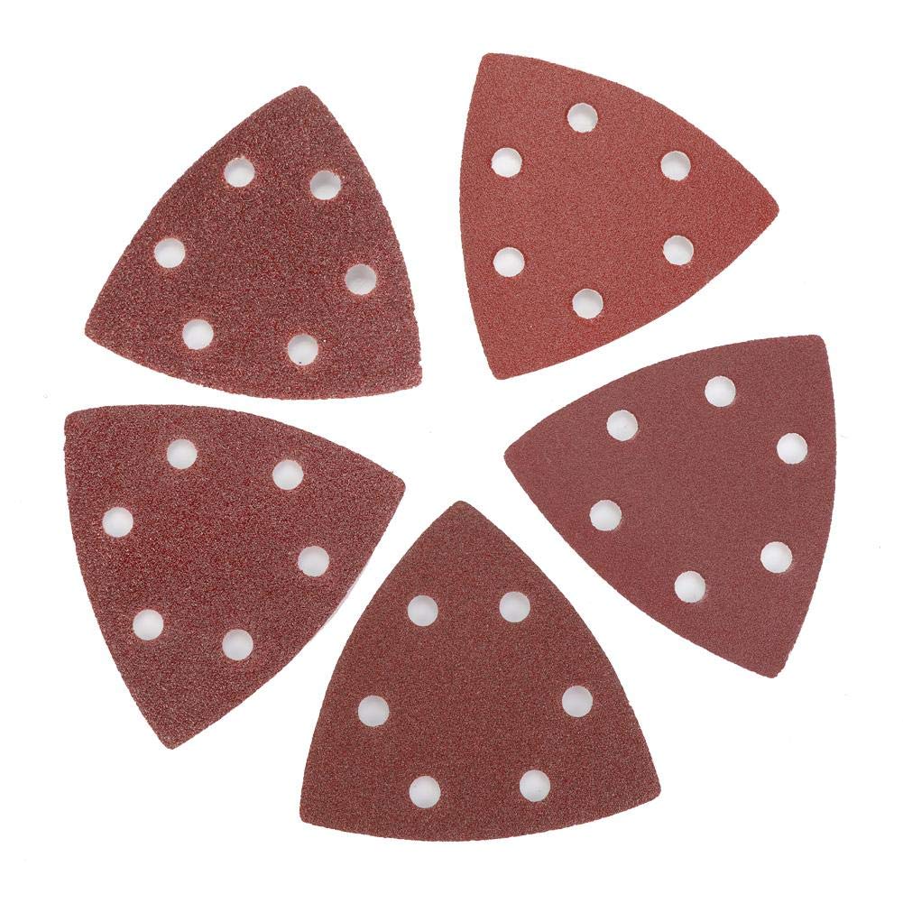 Lot 120 Papiers Abrasifs Triangulaires 90mm - Grains 40 à 400 - Pour Ponceuse Triangulaire - Velcro 6 Trous