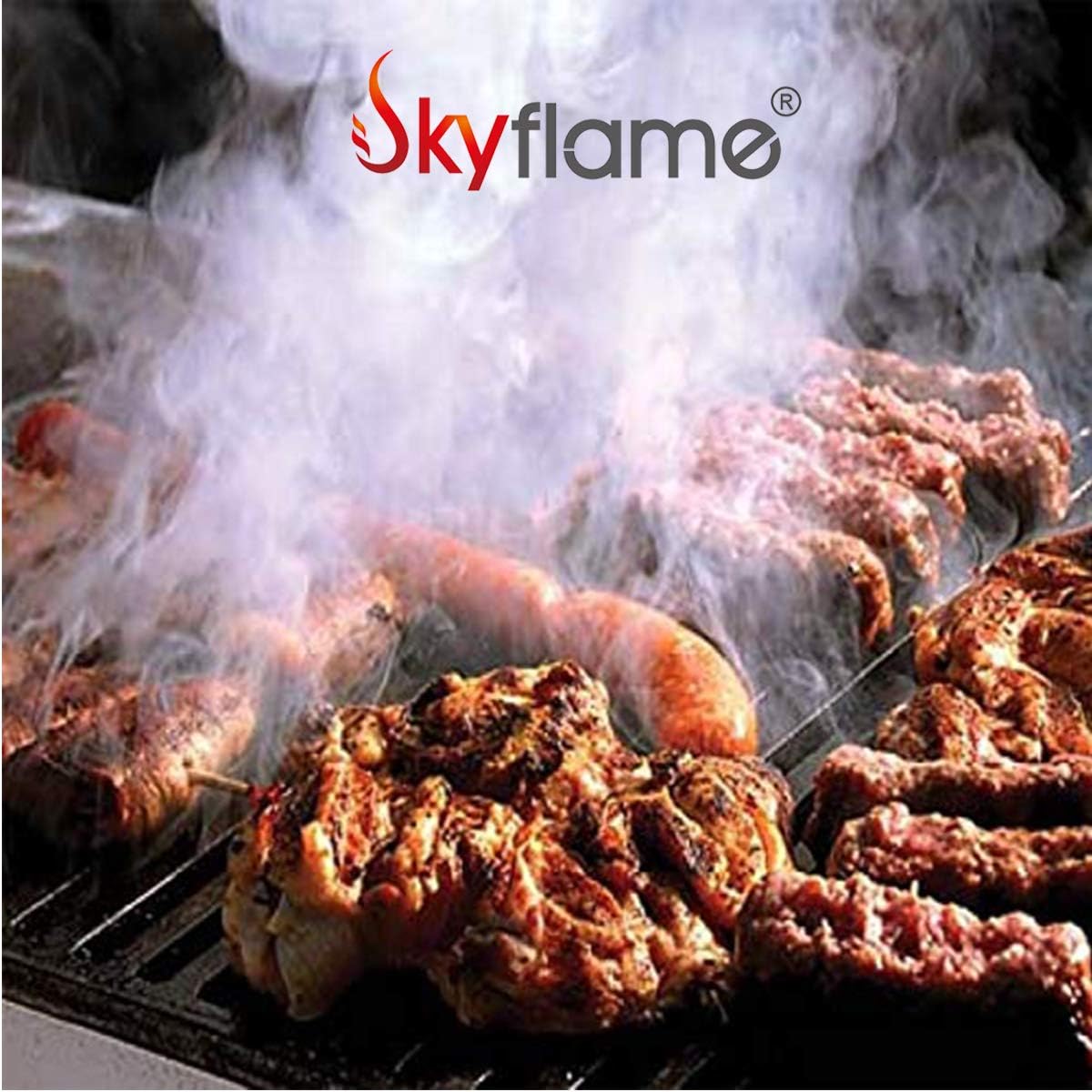 Skyflame Wood Chip Smoker Box with Wavy Smoke Outlet for Charcoal & Propane Gas Grill, 12.5"(L) x 3.3"(W) x 2.5"(H), U.S. Design Patent: Kitchen & Dining