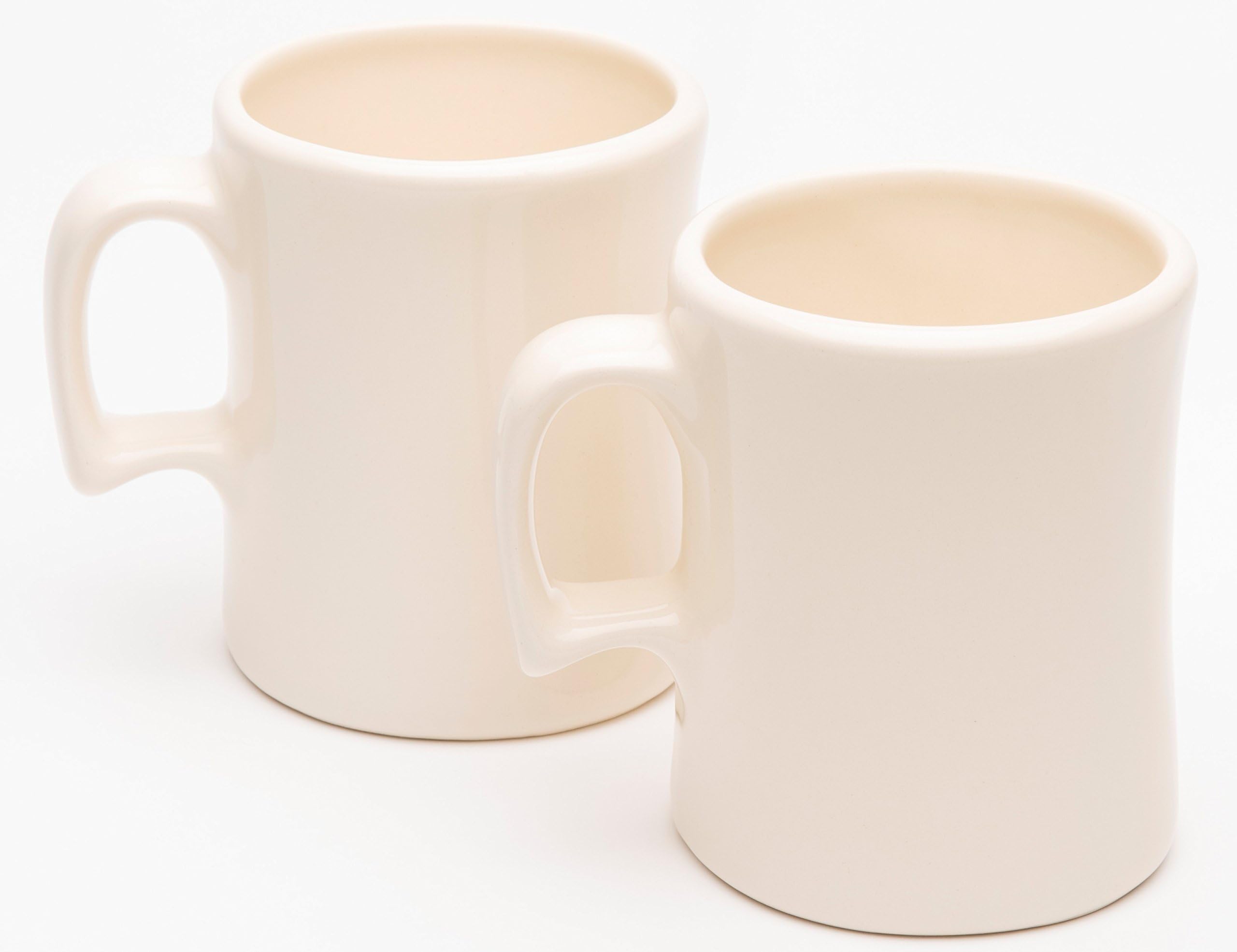 American Mug Pottery Ceramic"Texas Tea Cup" Coffee Mug, Made in USA, Ivory, 16 oz - Pack of 2