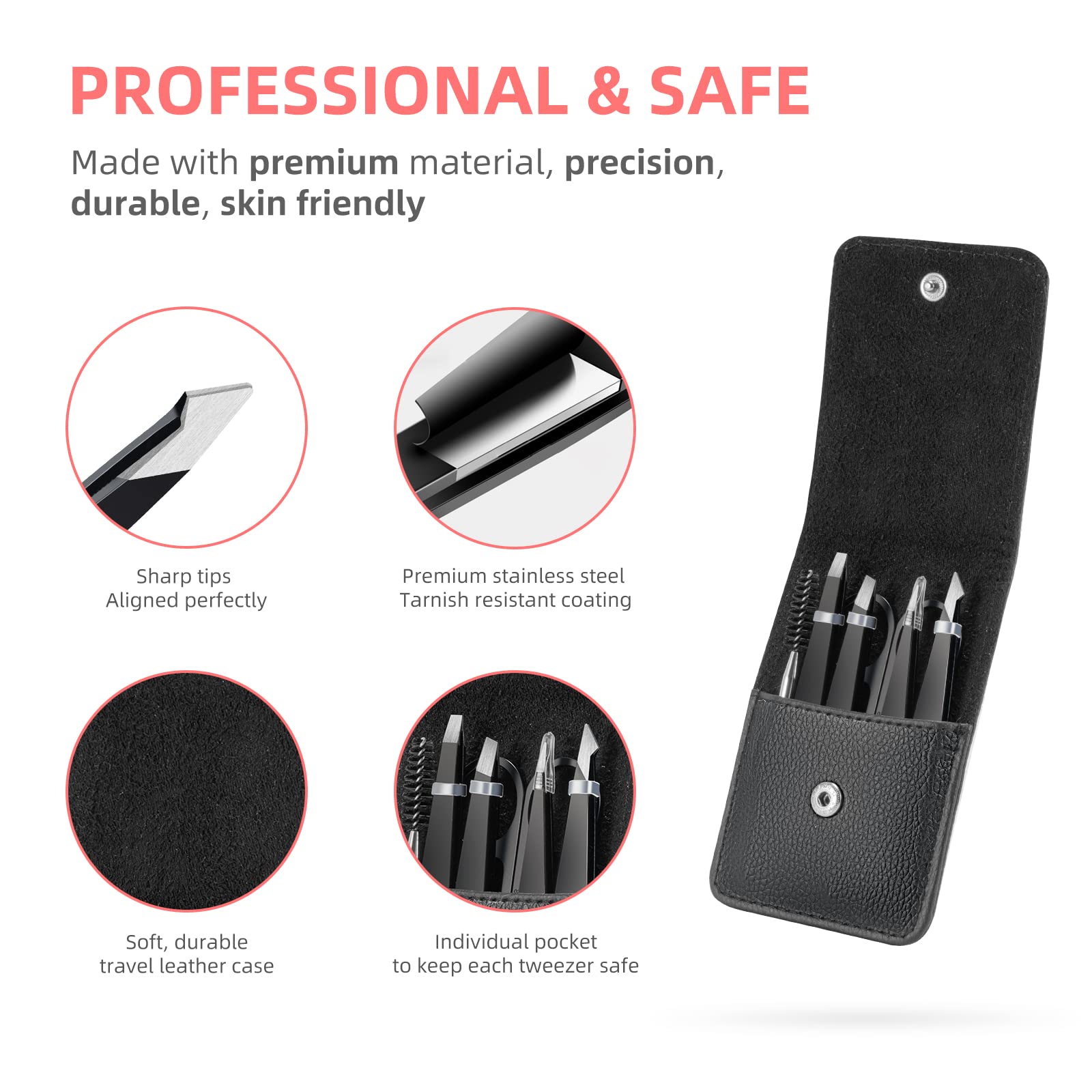 6 Pack Tweezers for Women, DOMAXCAI Upgraded Eyebrow Tweezers, Great