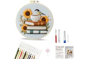 Huacan Embroidery Kit for Beginners Adults Cross Stitch Starter Kits Including Fabric with Stamped Flower Pattern Threads Nee