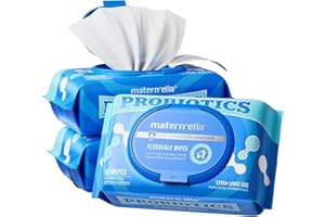 matern'ella Flushable Wipes Extra Large Corner-Connected Wet Wipes Plant Based Fibers With Probiotics Fragrance Free Sewer Sa