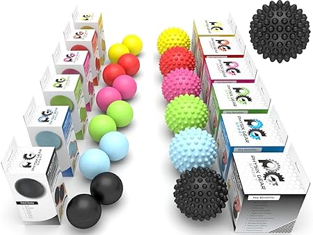 Physix Gear Sport Professionelle Massagebälle - Lacrosse Ballset or Igel-Massageball Fußmassage – Tiefengewebsmassage, Akupre
