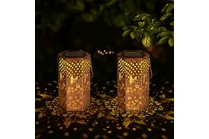 Eandisom 2 Pack Outdoor Lanterns - Waterproof Solar Outdoor Lantern, Hummingbird Hollow Out Retro Metal Garden Light, for Patio, Yard, Landscape, Walkway, Festival, Gifts for Mom, Hummingbird