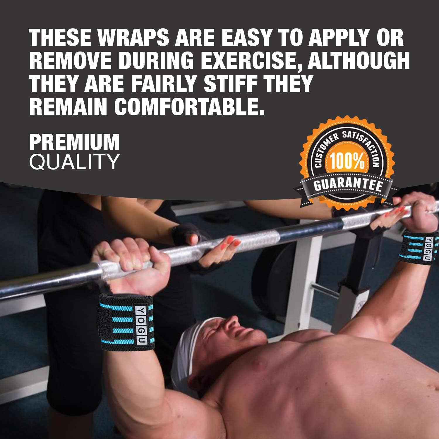YOGU Wrist Wraps with Thumb Loops Wrist Support Braces for Heavier Weight Lifting Xfit Powerlifting Crossfit Strength Training Gym Workouts Bodybuilding Wrist Straps 18" Pair with Free Carry Bag : Sports & Outdoors