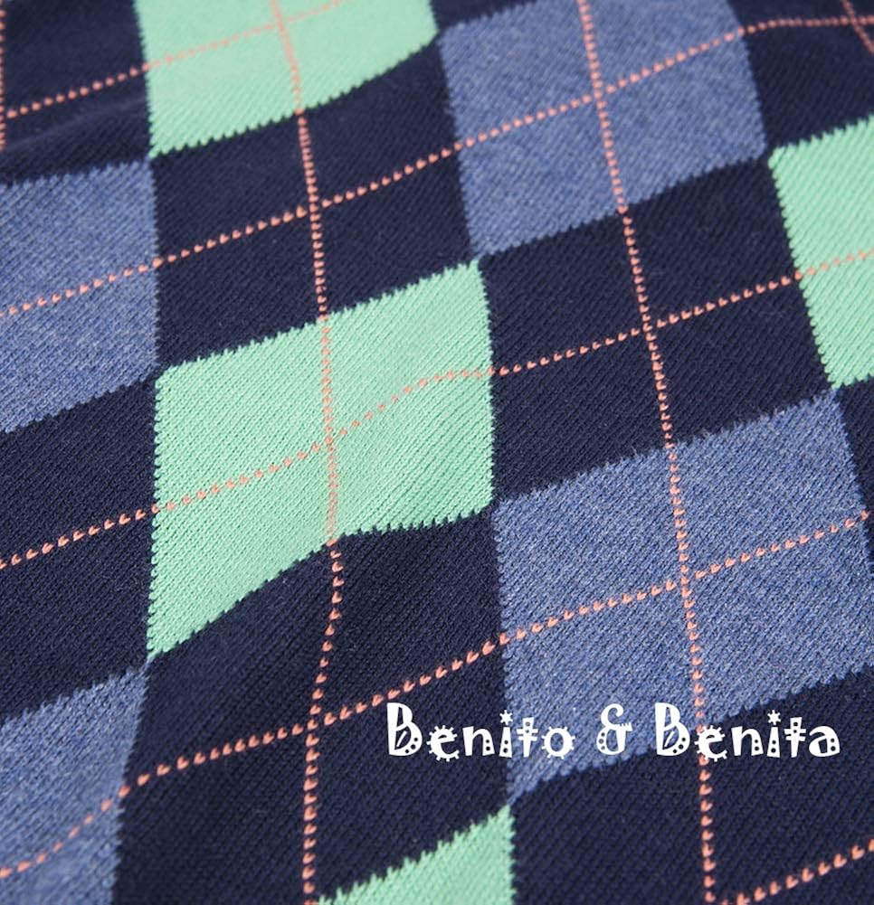 Benito & Benita Boys Argyle Sweater V-Neck Shirt Collar Cotton Plaid Pullover School Uniforms: Clothing