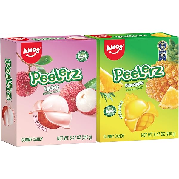 Amazon.com : AMOS Peelerz Lychee & Pineapple Gummy Candy & Peelerz