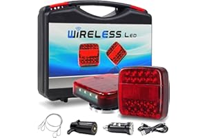 Wireless Trailer Lights Magnetic Kit with 7-Pin Transmitter, Rechargeable LED Tail Lights for Trailer, Truck, RV, Boat – No W