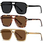 ANDWOOD Polarized Aviator Sunglasses for Women Men Retro 70s 80s 90s Aviators Trendy Square Pilot Vintage Shades