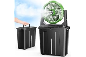 Ausic Portable Misting Fan - 9L Bucket, 10-inch Outdoor Fans for Patios/Camping/Beach/Golf etc., 30000mAh USB Rechargeable Battery Powered Floor Water Cooling Fan, 3 Strong Winds, 3 Spray Mister