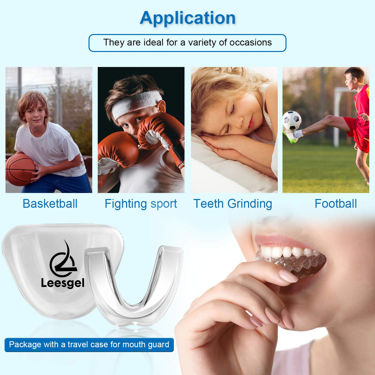 Kids Mouth Guard for Grinding Teeth, Teeth Grinding Mouth Guard for Sleep, Kids Moldable Custom Night Bite Guards, Clenching, Bruxism, Sport Athletic, Whitening Tray (4 Pack) : Beauty