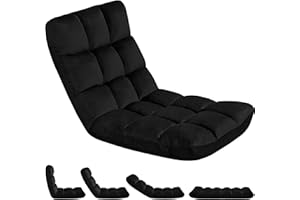 Yaheetech Floor Chair, Meditation Chair with Back Support Gaming Floor Lounger with 14 Adjustable Position for Adult, Black
